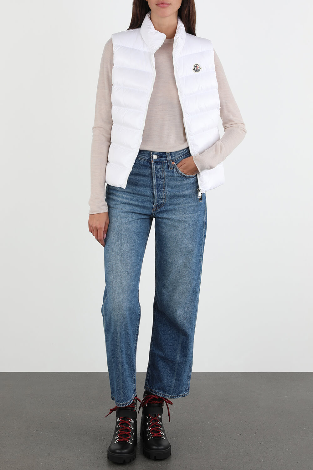 מעיל וסט גאני בגוון לבן